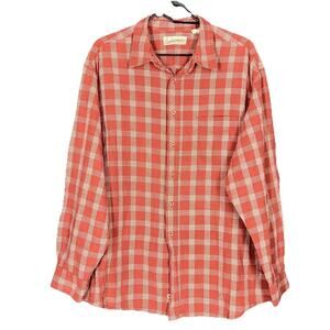 Fieldmaster Shirt Mens Sz X-Large Orange Plaid Button Up Timeless Modern Casual